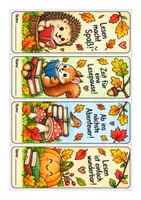 Vorschau - Mal- und Bastelvorlagen - Herbst-Lesezeichen - 4 Motive in Farbe & zum Ausmalen | Grundschule - Seite 2