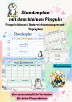 Vorschau - Anderer Materialtyp - Stundenplan mit dem kleinen Pinguin I Pinguinklasse I Grundschule I Tagesplan - Deckblatt