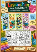 Vorschau - Mal- und Bastelvorlagen - Lesezeichen zum Schulstart - 4 Tiermotive in Farbe & zum Ausmalen | Grundschule - Deckblatt
