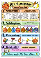 Vorschau - Mal- und Bastelvorlagen - 3D Kürbis basteln zu Halloween – Hängedeko Kunst Grundschule Klasse 2–4 - Seite 1