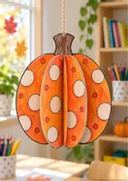 Vorschau - Mal- und Bastelvorlagen - 3D Kürbis basteln zu Halloween – Hängedeko Kunst Grundschule Klasse 2–4 - Seite 2