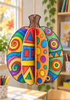 Vorschau - Mal- und Bastelvorlagen - 3D Kürbis basteln zu Halloween – Hängedeko Kunst Grundschule Klasse 2–4 - Seite 3