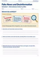 Vorschau - Arbeitsblätter - Fake News und Desinformation Arbeitsheft Klasse 5 bis 6 Schulstart Informationen kritisch prüfen - Deckblatt