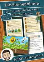 Vorschau - Arbeitsblätter - Die Sonnenblume – Lesespurgeschichte mit Rätselaufgaben (Klasse 8) - Deckblatt
