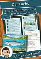 Vorschau - Arbeitsblätter - Der Lachs – Lesespurgeschichte mit Rätselaufgaben (Klasse 8) - Deckblatt