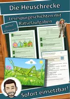 Vorschau - Arbeitsblätter - Die Heuschrecke – Lesespurgeschichte mit Rätselaufgaben (Klasse 8) - Deckblatt