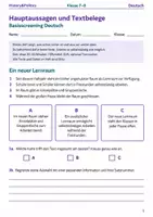 Vorschau - Arbeitsblätter - Hauptaussagen und Textbelege Klasse 7–8 - Deckblatt