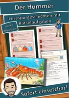 Vorschau - Mal- und Bastelvorlagen - Der Hummer – Lesespurgeschichte mit Rätselaufgaben (Klasse 8) - Deckblatt