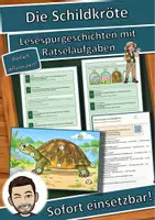 Vorschau - Mal- und Bastelvorlagen - Die Schildkröte – Lesespurgeschichte mit Rätselaufgaben (Klasse 8) - Deckblatt