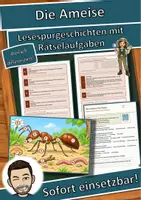 Vorschau - Arbeitsblätter - Die Ameise – Lesespurgeschichte mit Rätselaufgaben (Klasse 8) - Deckblatt