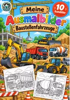 Vorschau - Mal- und Bastelvorlagen - Baustellenfahrzeuge - 10 Ausmalbilder | Baustelle Grundschule Klasse 1-4 - Deckblatt