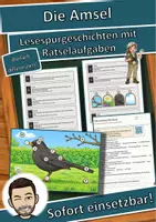 Vorschau - Arbeitsblätter - Die Amsel – Lesespurgeschichte mit Rätselaufgaben (Klasse 8) - Deckblatt