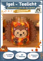 Vorschau - Mal- und Bastelvorlagen - Kunst Herbst Grundschule, Herbstliches Windlicht basteln | Igel Bastelvorlagen, Klasse 2, Klasse 3, Klasse 4 - Deckblatt