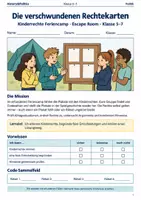 Vorschau - Spiele - Kinderrechte Feriencamp Escape Room Klasse 5 bis 7 Die verschwundenen Rechtekarten - Deckblatt