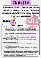 Vorschau - Arbeitsblätter - Jahrgangsstufentest Gymnasium Bayern Englisch – Probetest mit vollständigen Lösungen (Leseverstehen, Use of English, Schreiben, Mediation) Klasse 6 - Deckblatt