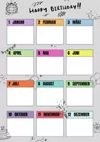 Vorschau - Mal- und Bastelvorlagen - Geburtstagskalender Sekundarstufe Doodle Clipart - Seite 1
