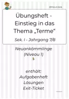 Vorschau - Arbeitsblätter - Terme – differenziert üben | Niveau 1–3 mit Lösungen, Exit-Tickets & Lernhilfen (Kl. 7/8) - Deckblatt