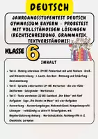 Vorschau - Arbeitsblätter - Jahrgangsstufentest Deutsch Gymnasium Bayern – Probetest mit vollständigen Lösungen (Rechtschreibung, Grammatik, Textverständnis) Klasse 6 - Deckblatt