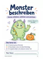 Vorschau - Stundenentwürfe - Monster beschreiben – Genaues Beschreiben & Zuhören, Deutsch Klasse 2–4 - Deckblatt