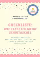 Vorschau - Arbeitsblätter - Unterrichtsmaterial Schulstart: Wie packe ich meine Schultasche? - Deckblatt