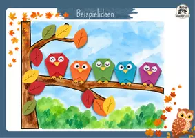 Vorschau - Mal- und Bastelvorlagen - Kunst Herbst Grundschule, Eulen + Origami | Kunstunterricht für die Grundschule | Bastelvorlagen + Anleitung, Klasse 2, Klasse 3, Klasse 4 - Seite 2