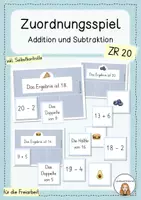 Vorschau - Spiele - Zuordnungsspiel - Addition Subtraktion ZR20 - Deckblatt