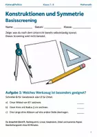 Vorschau - Arbeitsblätter - Konstruktionen und Symmetrie Basisscreening Klasse 7–8 - Deckblatt