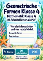Vorschau - Arbeitsblätter - Geometrische Formen Klasse 4 | Mathematik Klasse 4 | 10 Arbeitsblätter als PDF - Deckblatt