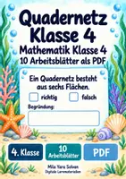 Vorschau - Arbeitsblätter - Quadernetz Klasse 4 | Mathematik Klasse 4 | 10 Arbeitsblätter als PDF - Deckblatt