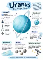 Vorschau - Arbeitsblätter - Lernplakat + AB mit Fragen zum Thema "Uranus" + Lösungsblatt + Infografik - Deckblatt