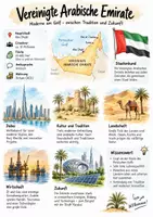 Vorschau - Arbeitsblätter - Lernplakat + AB mit Fragen zum Thema "Vereinigte Arabische Emirate" + Lösungsblatt + Infografik - Deckblatt
