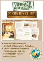 Vorschau - Unterrichtsreihen - Konjunktur – warum die Wirtschaft schwankt - vierfach differenziert inkl. eigener Förderversion / DaZ-Version - Deckblatt