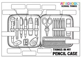 Vorschau - Arbeitsblätter - Pencil Case Vocabulary | Merkblatt School Things mit Lösung | Englisch Klasse 5 – 6 - Seite 1