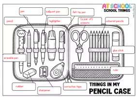 Vorschau - Arbeitsblätter - Pencil Case Vocabulary | Merkblatt School Things mit Lösung | Englisch Klasse 5 – 6 - Seite 2