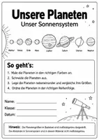 Vorschau - Arbeitsblätter - Planeten zum Ausschneiden, Bemalen und Auflegen - Deckblatt