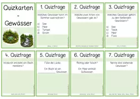 Vorschau - Aufgabenkarten - Quizkarten zu den Gewässerarten - Seite 1