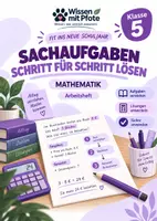 Vorschau - Arbeitsblätter - Sachaufgaben Schritt für Schritt lösen | Klasse 5 - Deckblatt