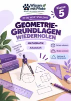 Vorschau - Arbeitsblätter - Geometrie-Grundlagen wiederholen | Mathe Klasse 5 - Deckblatt