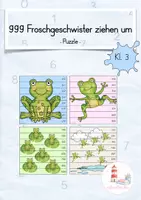 Vorschau - Stationenlernen - 999 Froschgeschwister ziehen um - Puzzle ZR 1000 Freiarbeit (Kl. 3) - Deckblatt