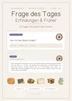 Vorschau - Spiele - Frage des Tages - 21 Fragen rund um Erfindungen und früher - 1. - 4. Klasse - Deckblatt