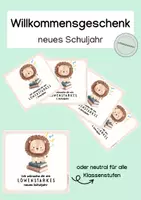Vorschau - Mal- und Bastelvorlagen - Willkommensgeschenk, Willkommensgruß neues Schuljahr Löwe - Deckblatt