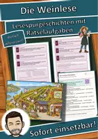 Vorschau - Arbeitsblätter - Die Weinlese – Lesespurgeschichte mit Rätselaufgaben (Klasse 7) - Deckblatt