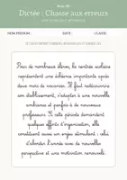 Aperçu - Préparation de séance / Séance complète - Dictée Chasse aux erreurs CM2 +2 fiches d'activités - Page 1