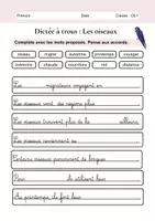 Aperçu - Préparation de séance / Séance complète - Dictée Les oiseaux CE1 +4 fiches d'activités - Page 1