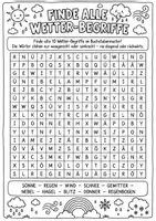 Vorschau - Arbeitsblätter - Wetter-Suchsel 💭🖊️ Wortsuchrätsel zu Wetter, Jahreszeiten und Wolken - Seite 1
