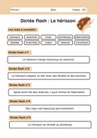 Aperçu - Préparation de séance / Séance complète - Dictée Le hérisson CE1 +3 fiches d'activités - Page 1