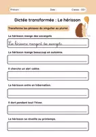 Aperçu - Préparation de séance / Séance complète - Dictée Le hérisson CE1 +3 fiches d'activités - Page 2
