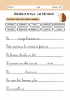 Aperçu - Préparation de séance / Séance complète - Dictée Le hérisson CE1 +3 fiches d'activités - Page 3