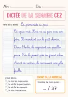 Aperçu - Préparation de séance / Séance complète - Dictée CE2 +2 fiches d'activités - Page de couverture
