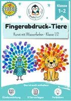 Vorschau - Stundenentwürfe - Freebie Kunst Grundschule | Fingerabdruck-Tiere mit Wasserfarben – Klasse 1/2 | 5 Tiermotive - Deckblatt